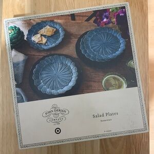 John Derian Company stoneware salad plates blue feathers set of 4  Target